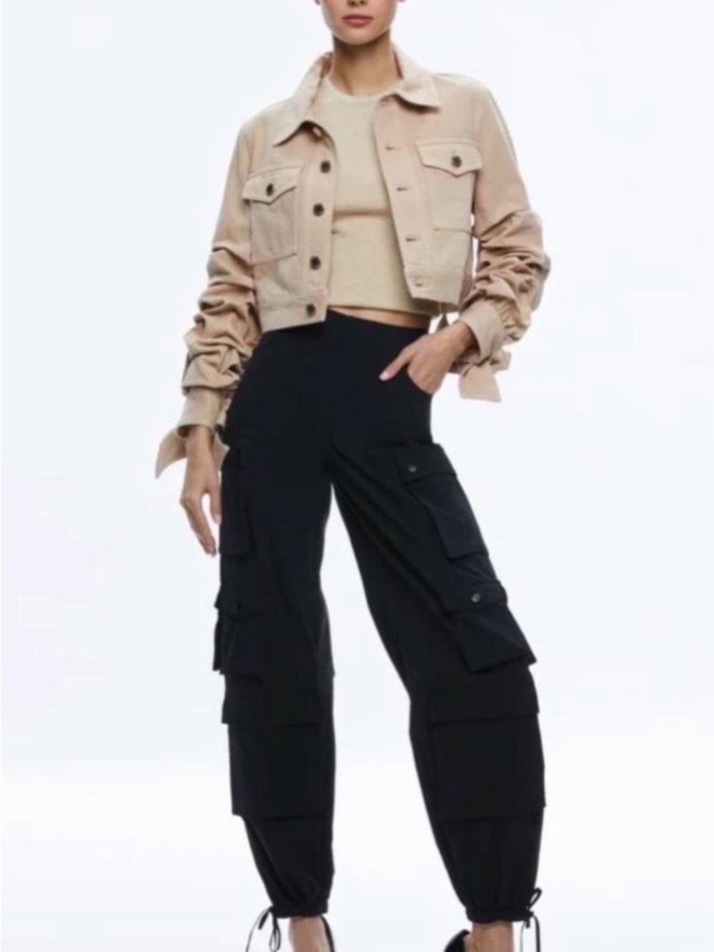 Alice + Olivia Olympia Mid Rise Baggy Cargo Pants